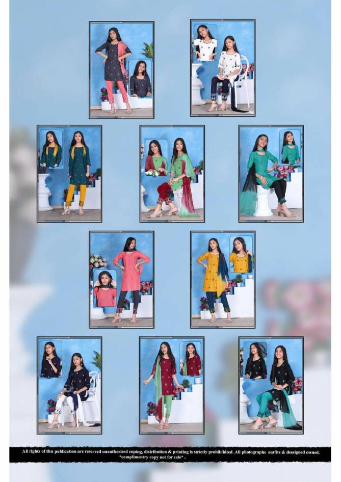 Gauri By Trendy Size Set Kids Kurti With Bottom Dupatta Girls Wear Catalog
